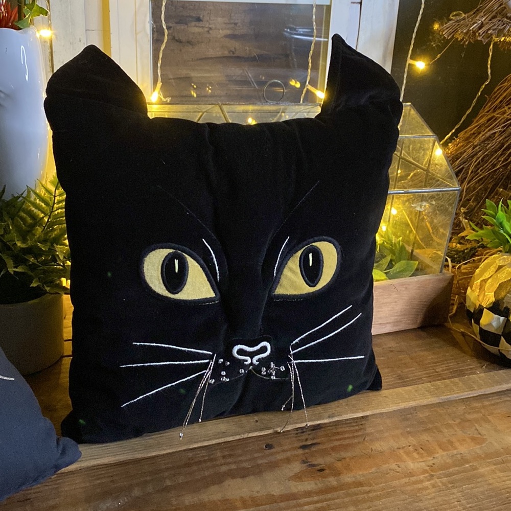 Pottery Barn Magic Cat Throw Pillow Retired & Rare 2015 Halloween Collection🐈‍⬛ - Picture 4 of 16